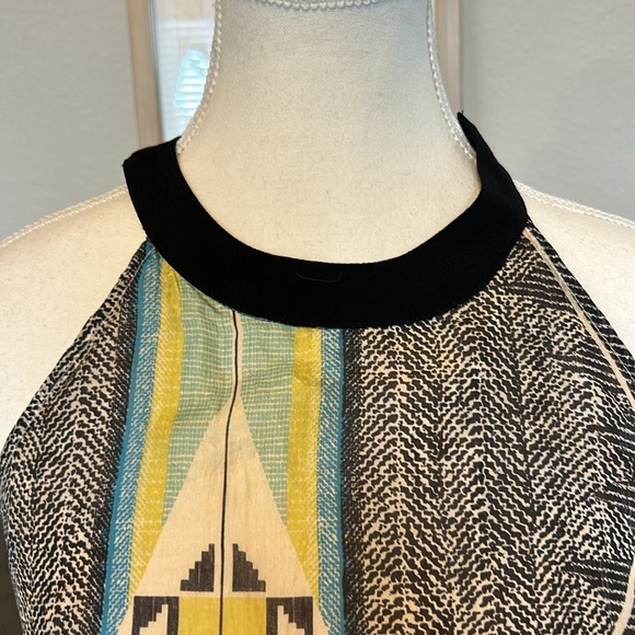 Aryn Kanthropologie Aztec High Low Silk Dress, Size Small - Picture 5 of 17